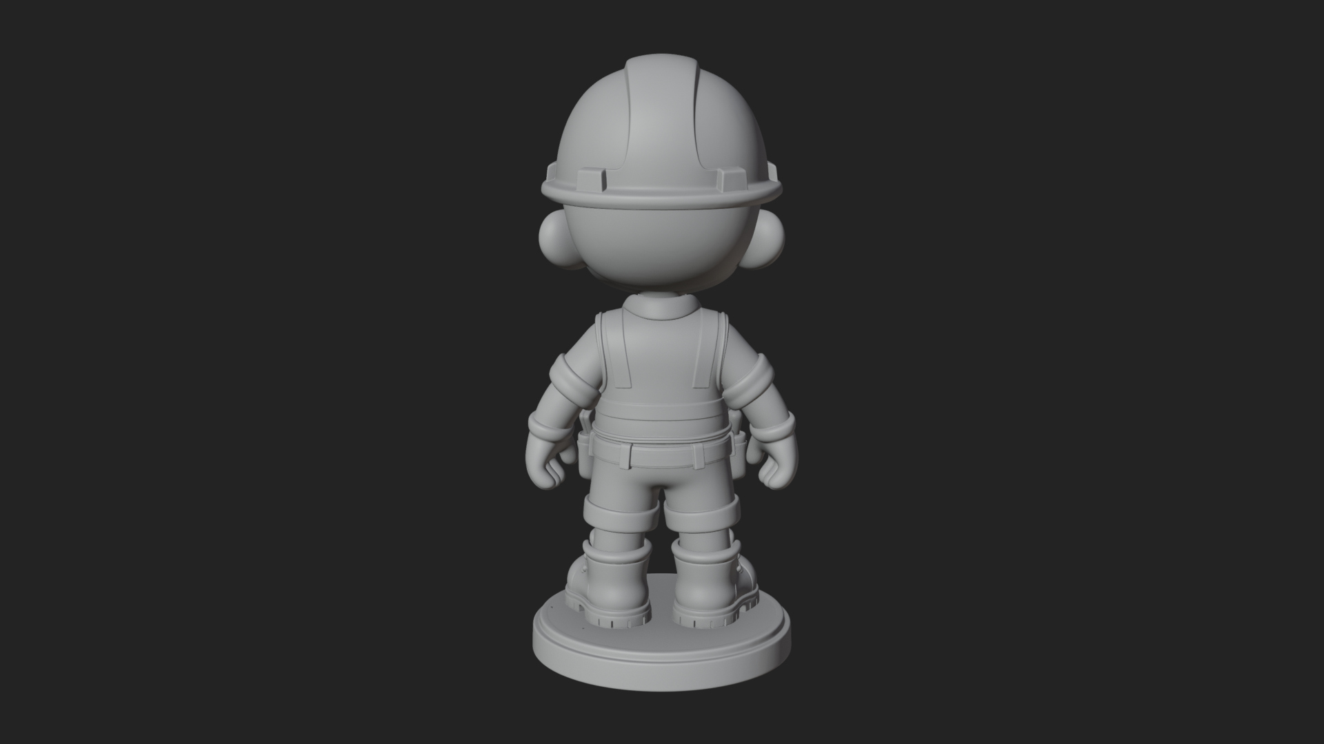 Chibi Construction Worker Statue Design 4 3D Print Model 3D Model