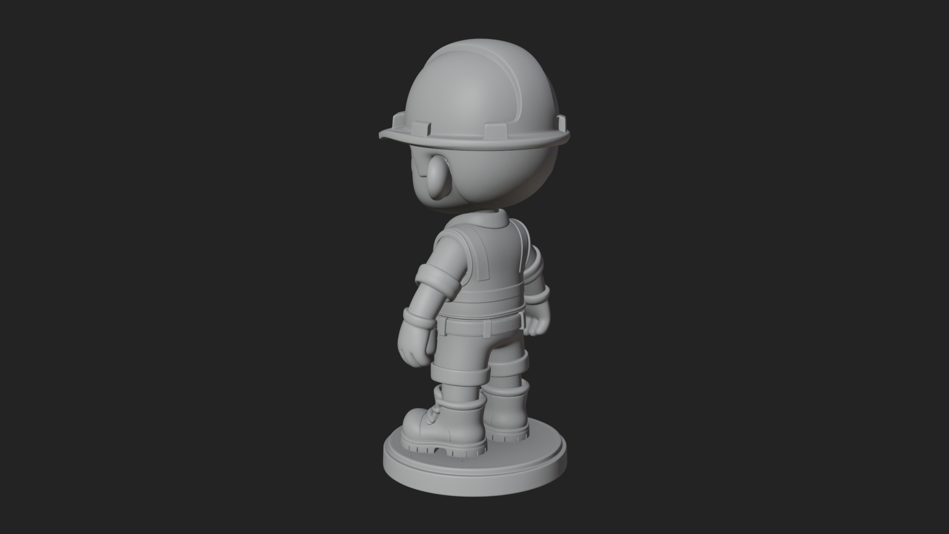 Chibi Construction Worker Statue Design 4 3D Print Model 3D Model