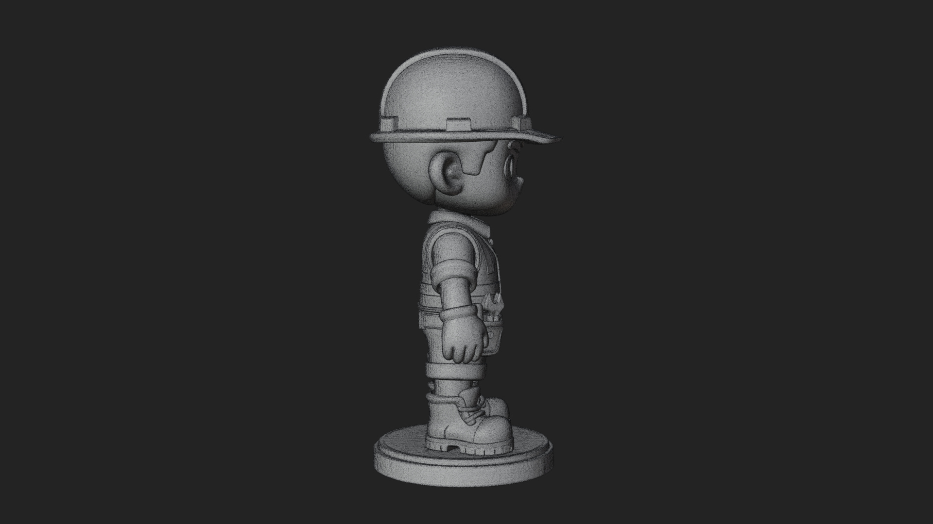 Chibi Construction Worker Statue Design 4 3D Print Model 3D Model