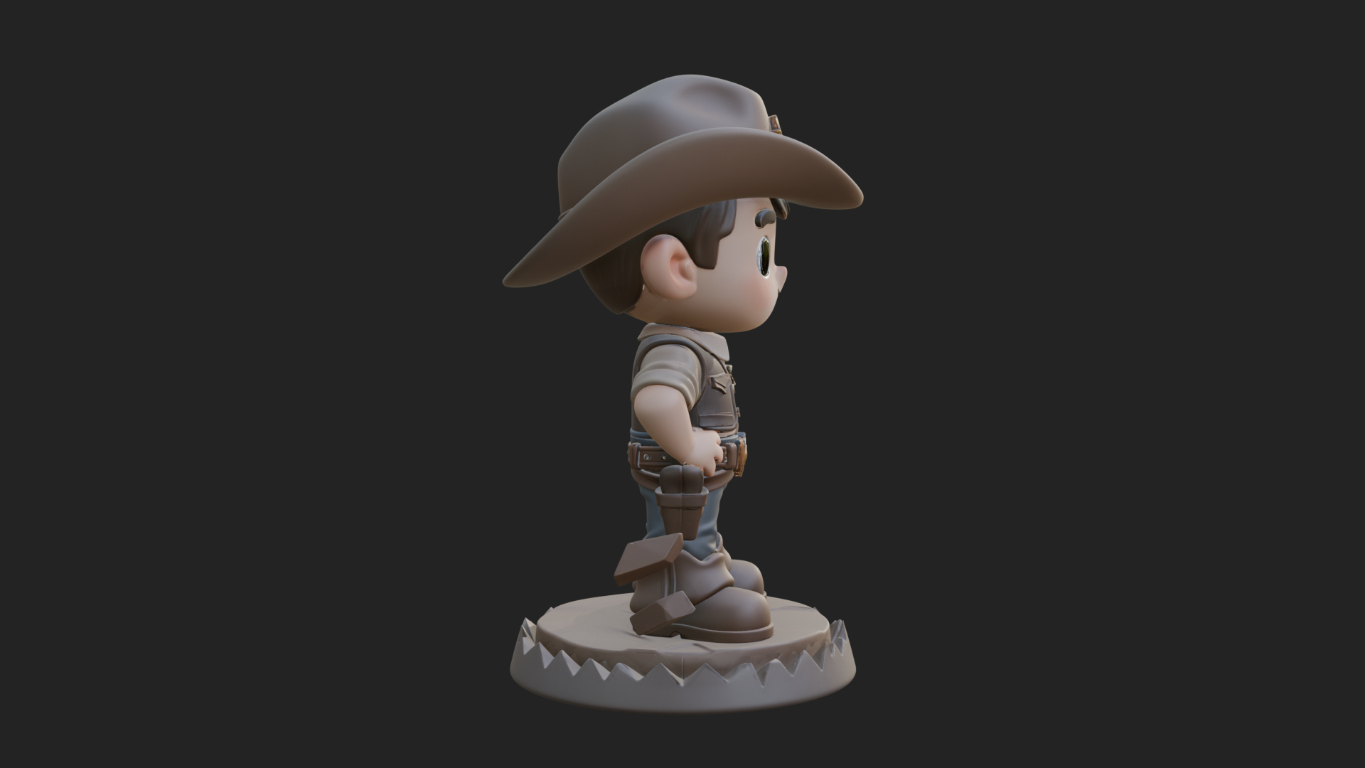 Chibi Cowboy Sheriff Statue Design 1 3D Print Model 3D Model