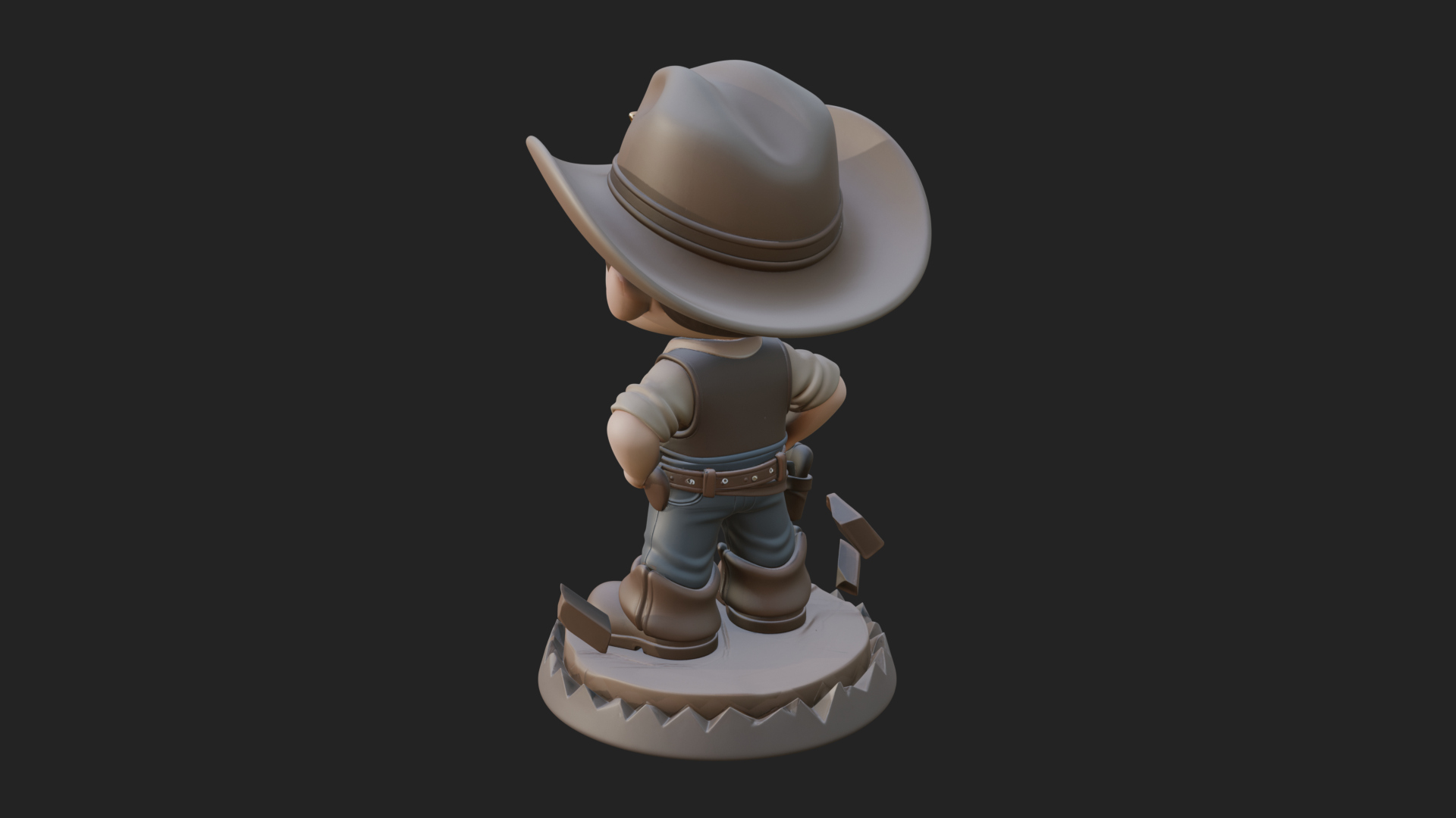 Chibi Cowboy Sheriff Statue Design 1 3D Print Model 3D Model
