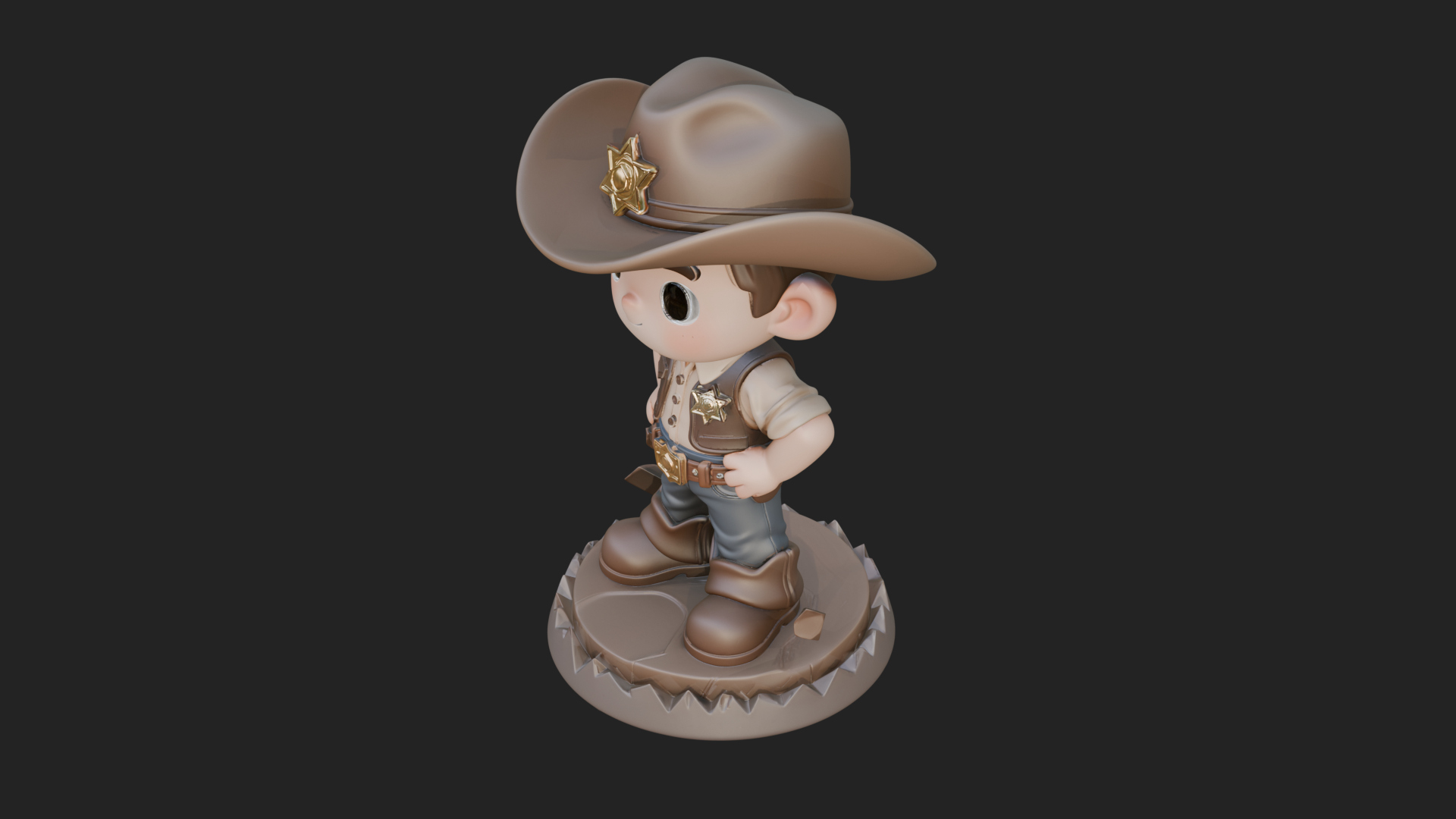 Chibi Cowboy Sheriff Statue Design 1 3D Print Model 3D Model