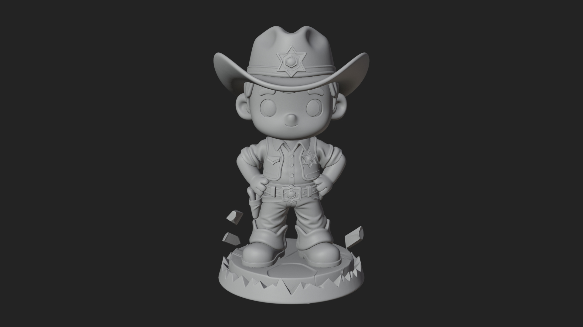 Chibi Cowboy Sheriff Statue Design 1 3D Print Model 3D Model