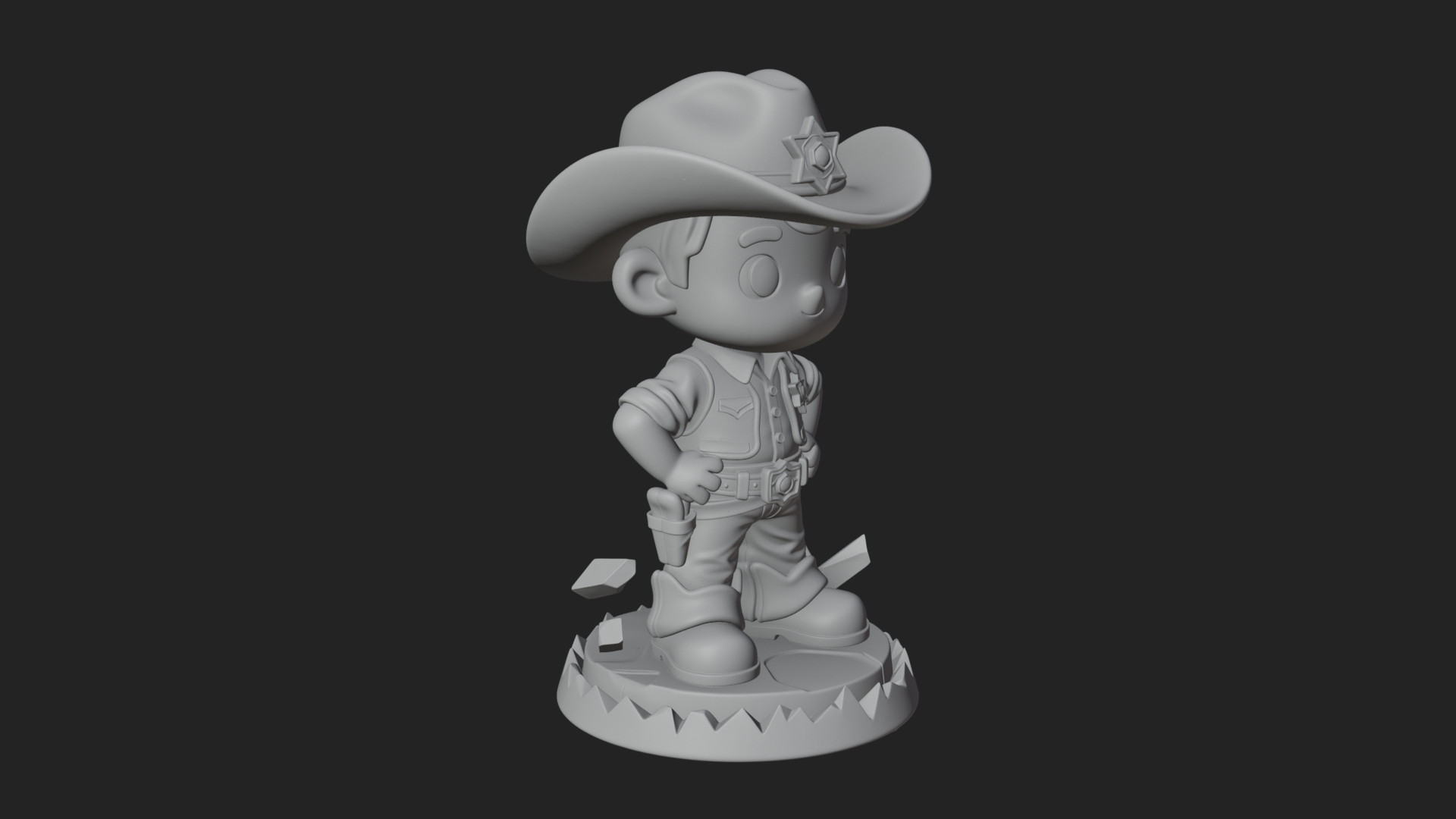 Chibi Cowboy Sheriff Statue Design 1 3D Print Model 3D Model
