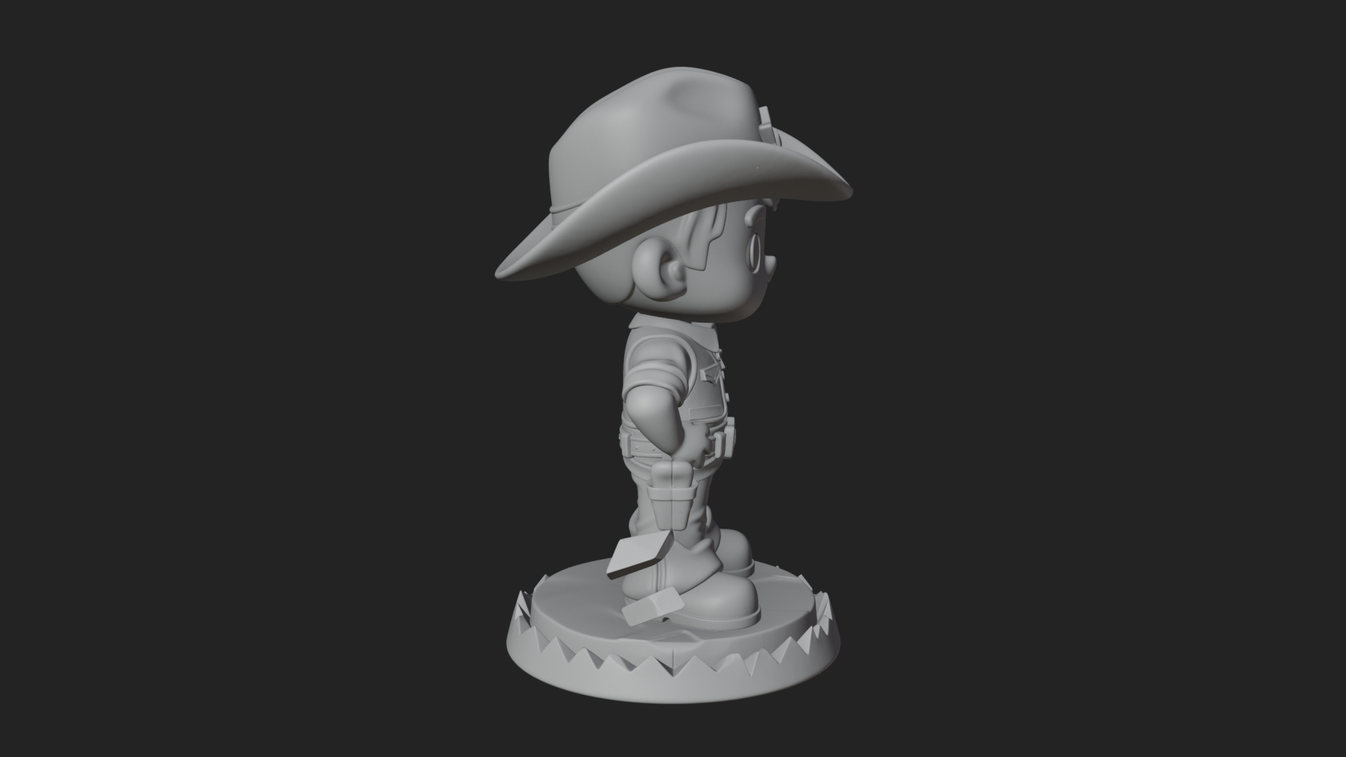 Chibi Cowboy Sheriff Statue Design 1 3D Print Model 3D Model