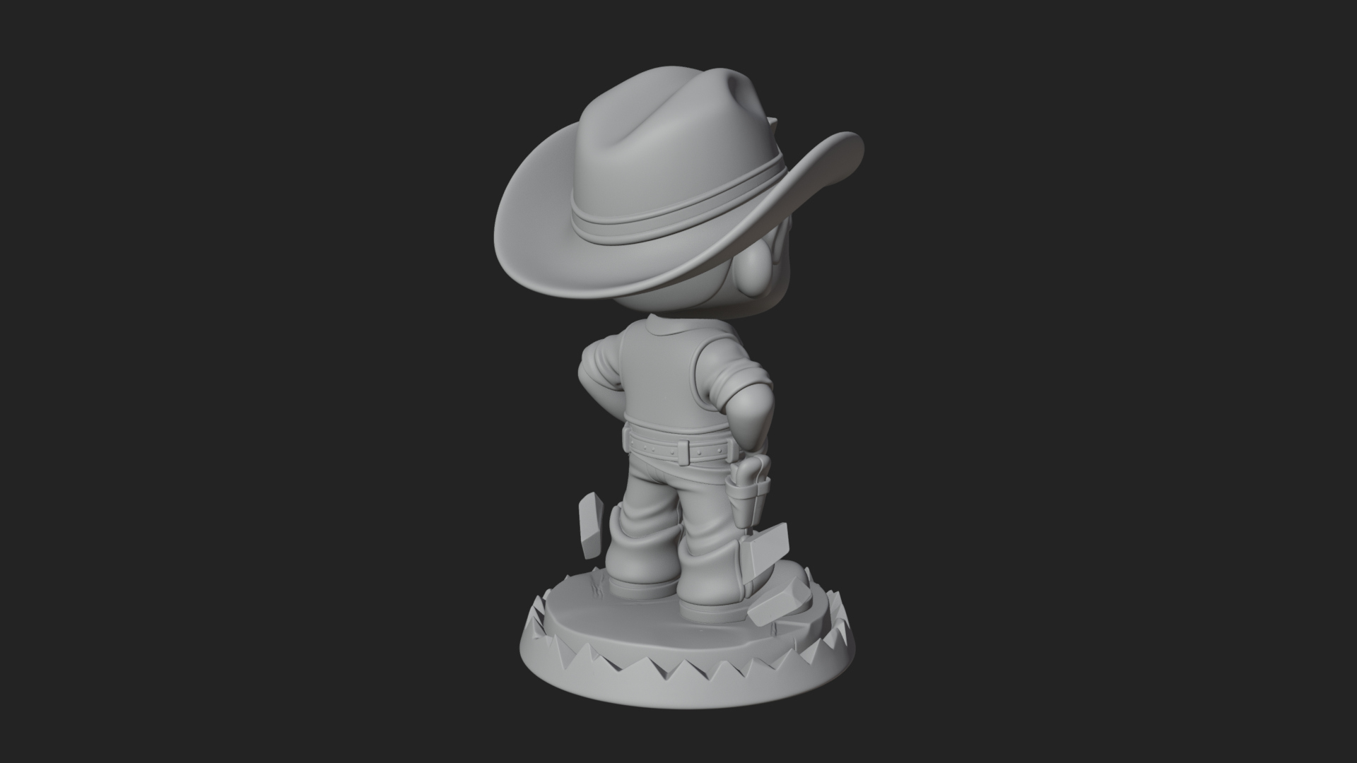 Chibi Cowboy Sheriff Statue Design 1 3D Print Model 3D Model