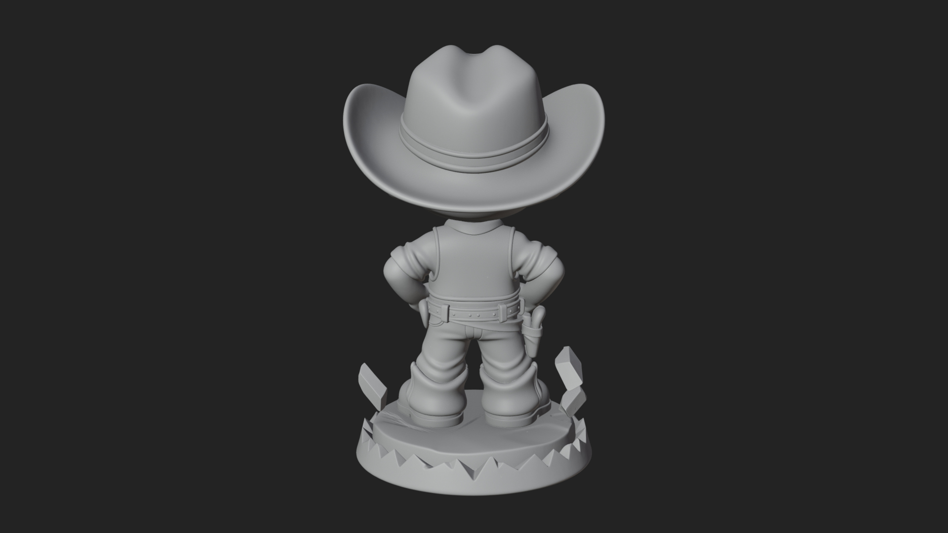 Chibi Cowboy Sheriff Statue Design 1 3D Print Model 3D Model