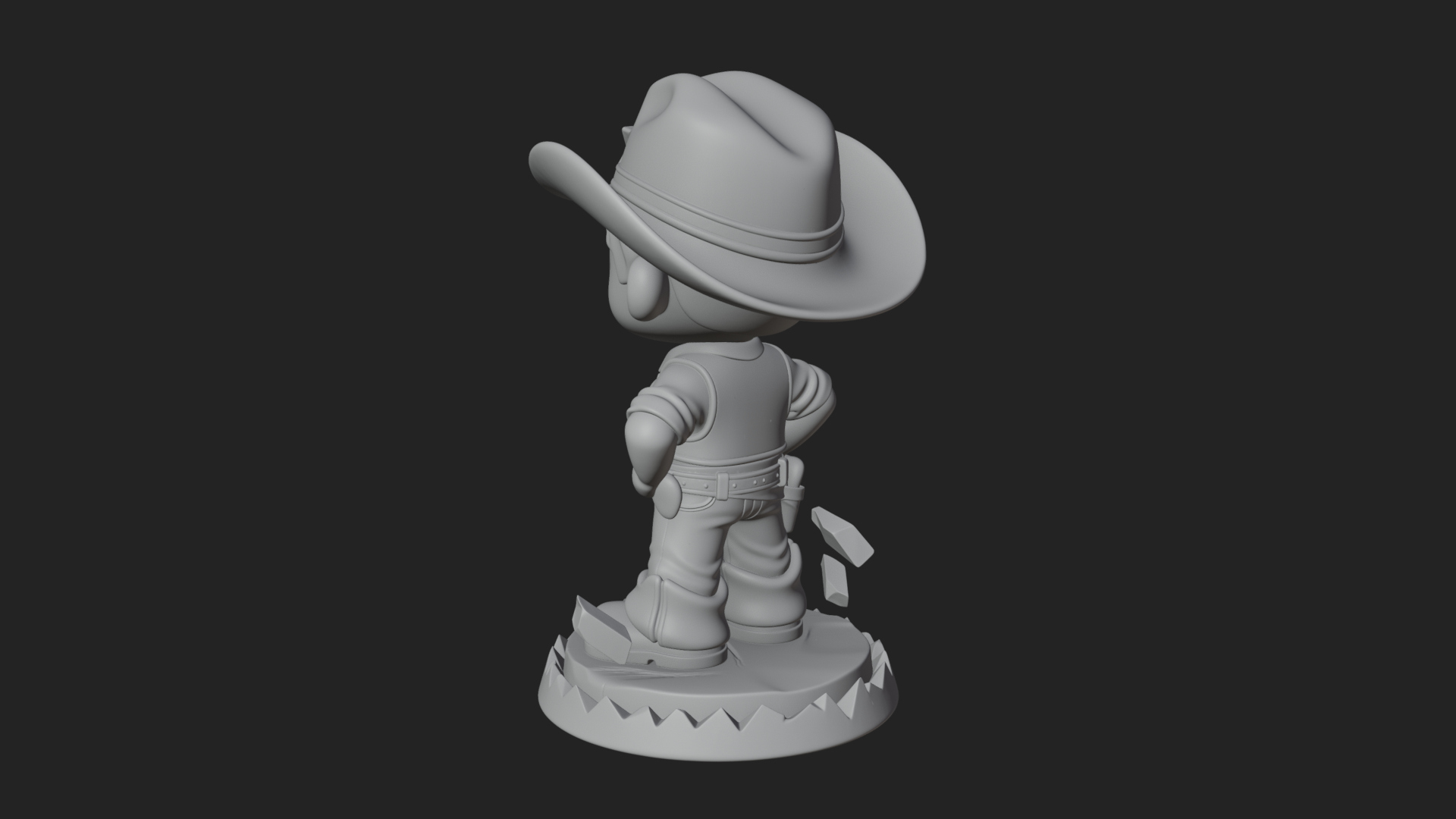 Chibi Cowboy Sheriff Statue Design 1 3D Print Model 3D Model