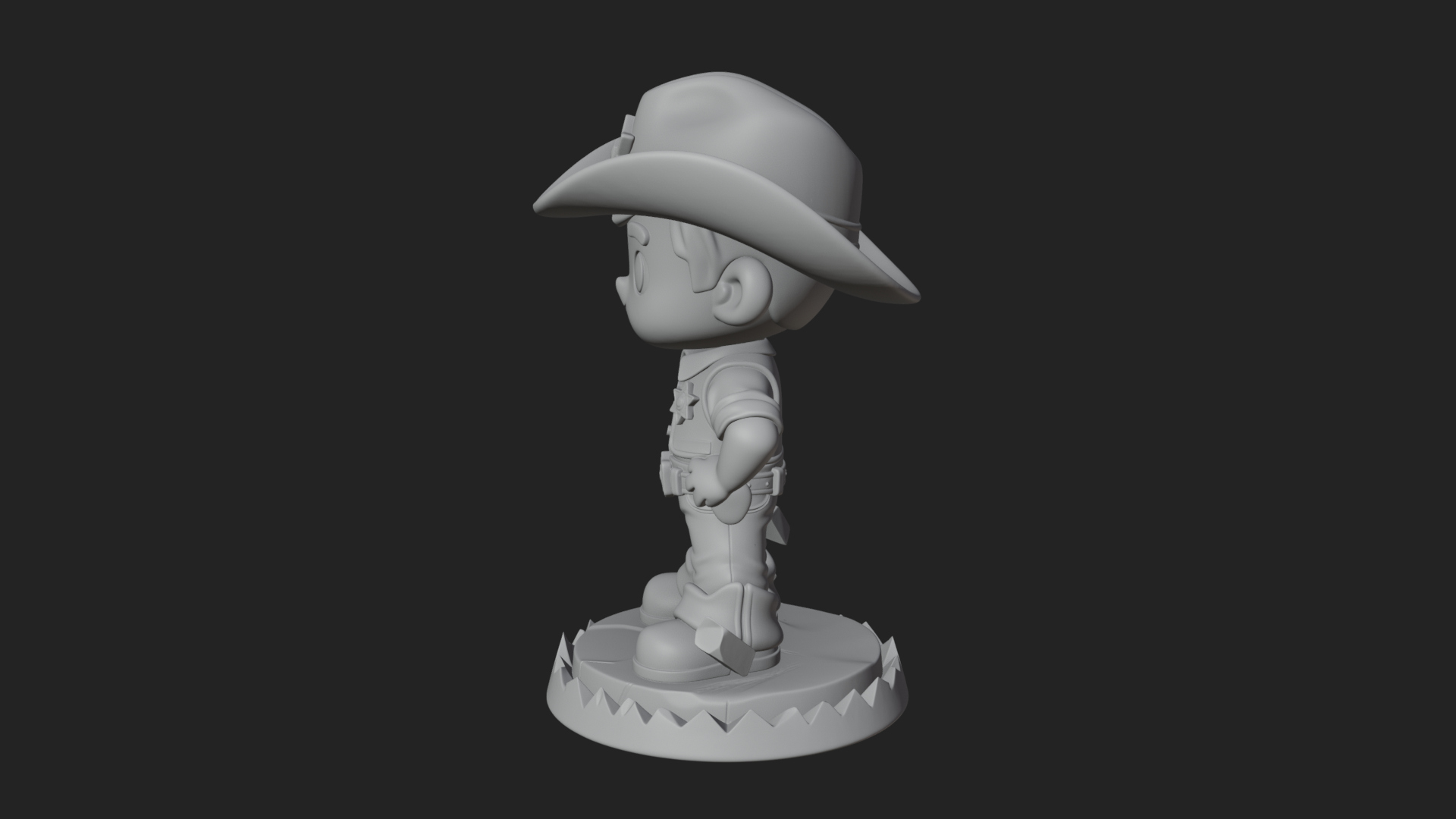 Chibi Cowboy Sheriff Statue Design 1 3D Print Model 3D Model