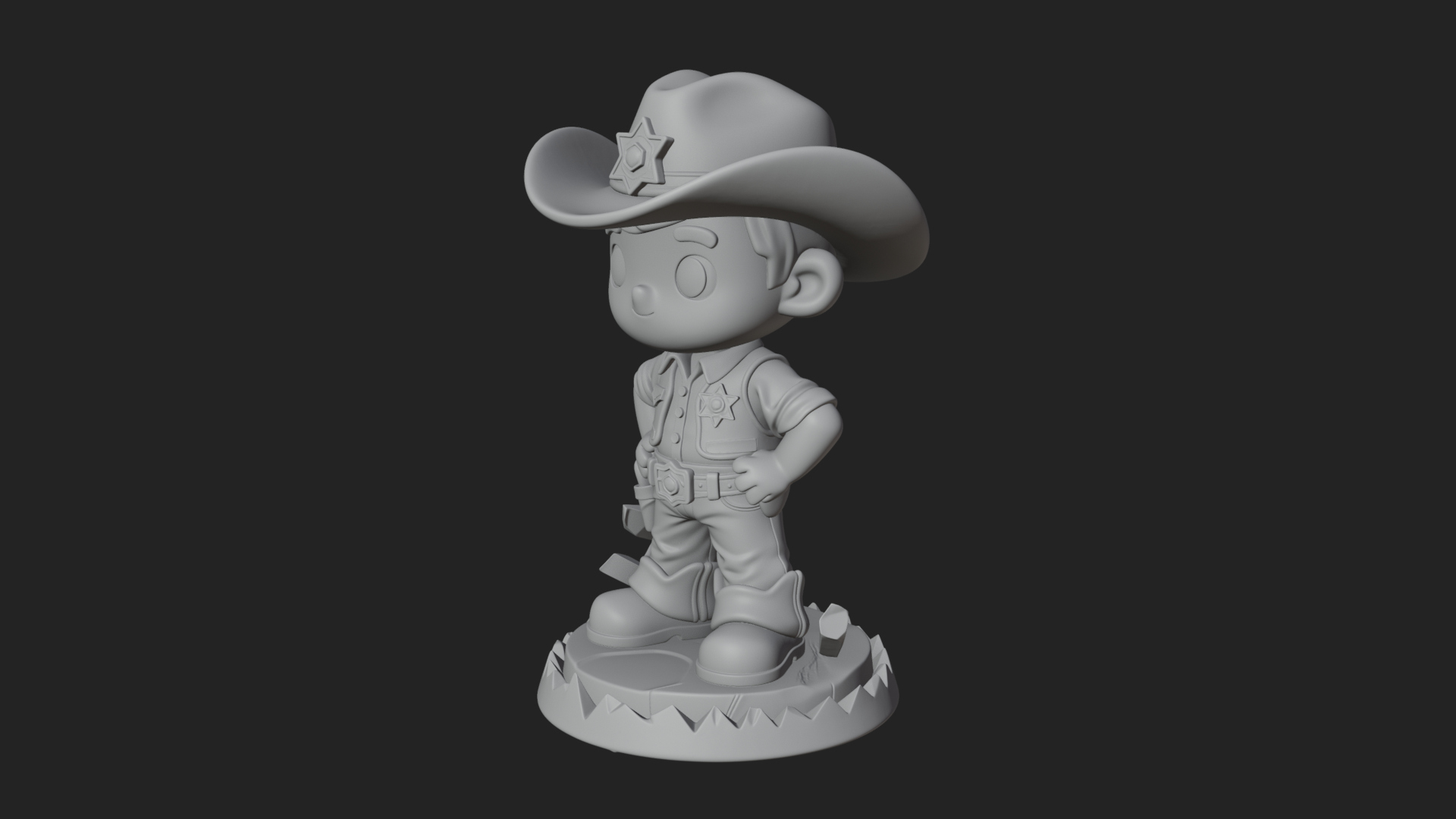 Chibi Cowboy Sheriff Statue Design 1 3D Print Model 3D Model
