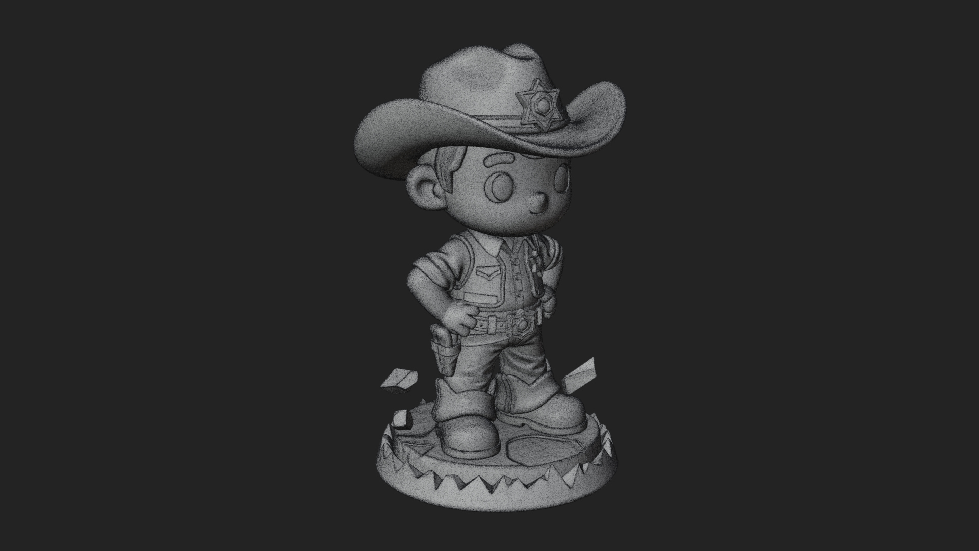 Chibi Cowboy Sheriff Statue Design 1 3D Print Model 3D Model
