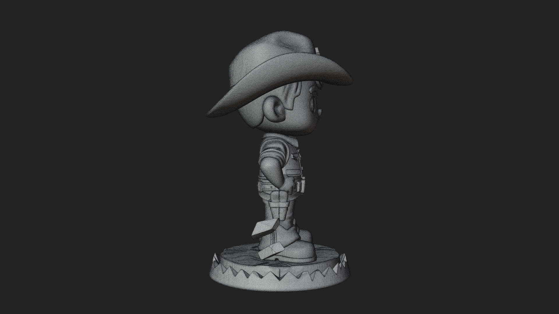 Chibi Cowboy Sheriff Statue Design 1 3D Print Model 3D Model