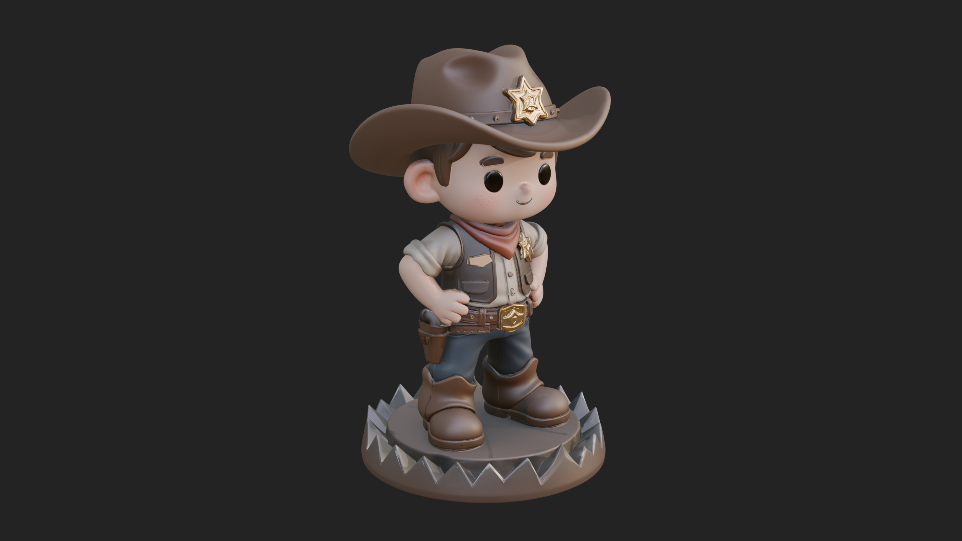 Chibi Cowboy Sheriff Statue Design 2 3D Print Model 3D Model