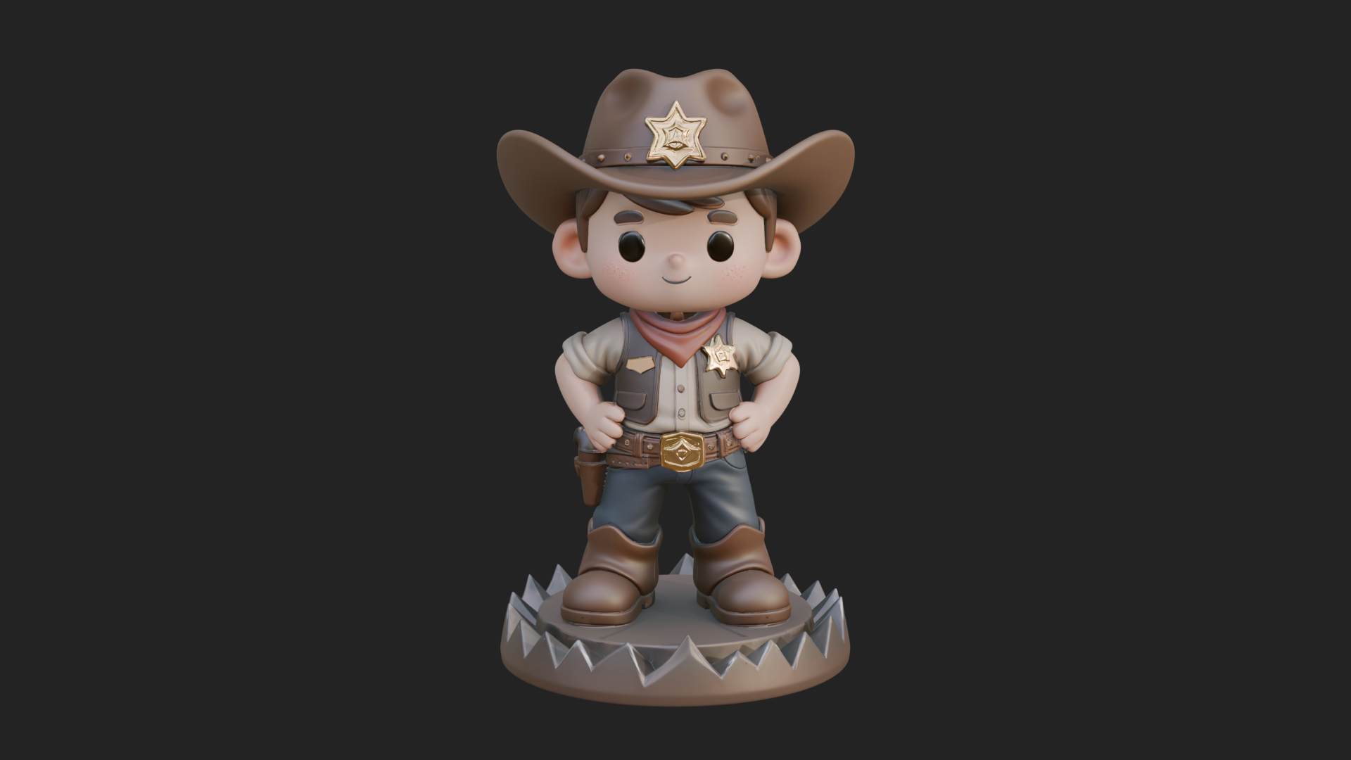 Chibi Cowboy Sheriff Statue Design 2 3D Print Model 3D Model