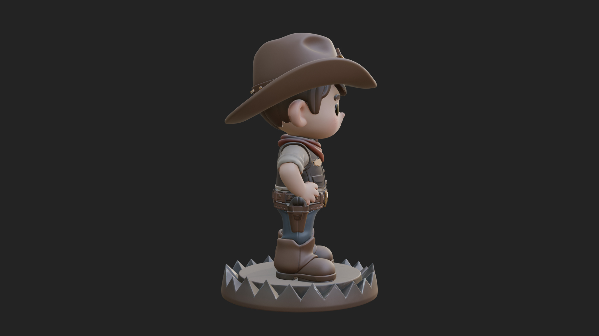 Chibi Cowboy Sheriff Statue Design 2 3D Print Model 3D Model