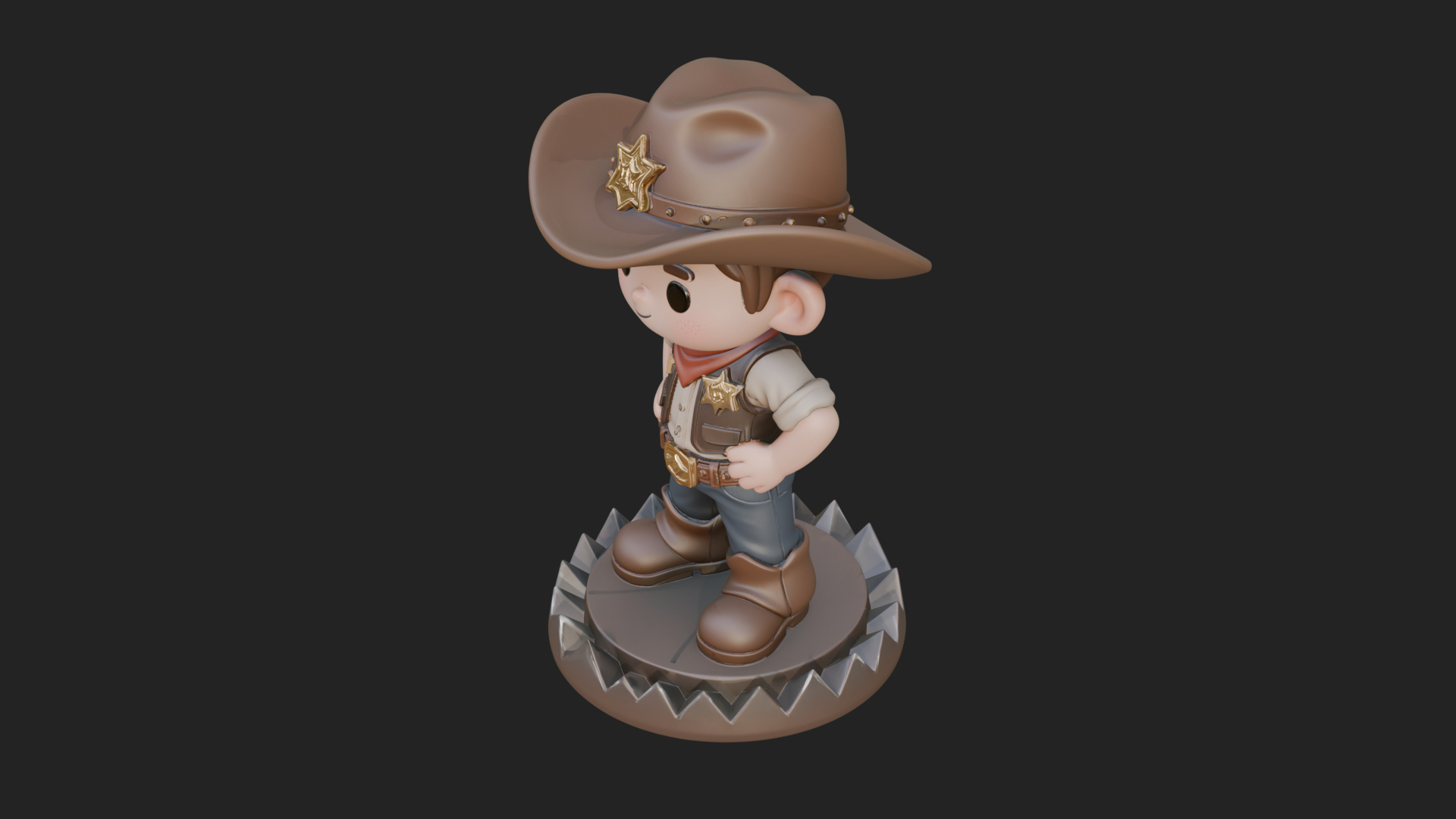Chibi Cowboy Sheriff Statue Design 2 3D Print Model 3D Model