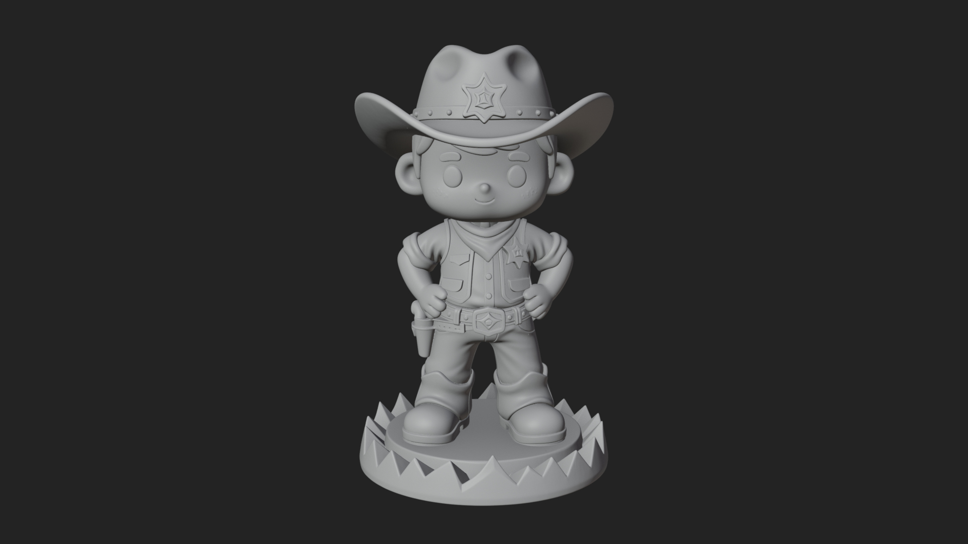 Chibi Cowboy Sheriff Statue Design 2 3D Print Model 3D Model