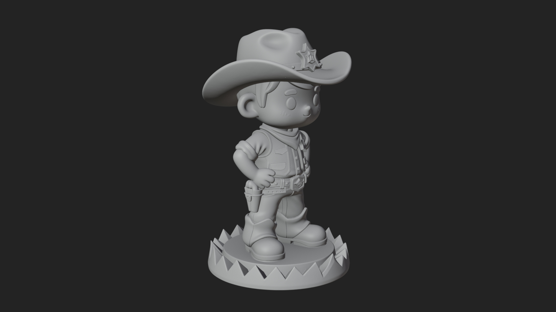 Chibi Cowboy Sheriff Statue Design 2 3D Print Model 3D Model