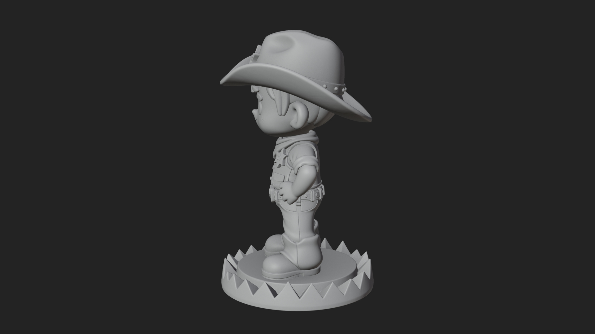 Chibi Cowboy Sheriff Statue Design 2 3D Print Model 3D Model