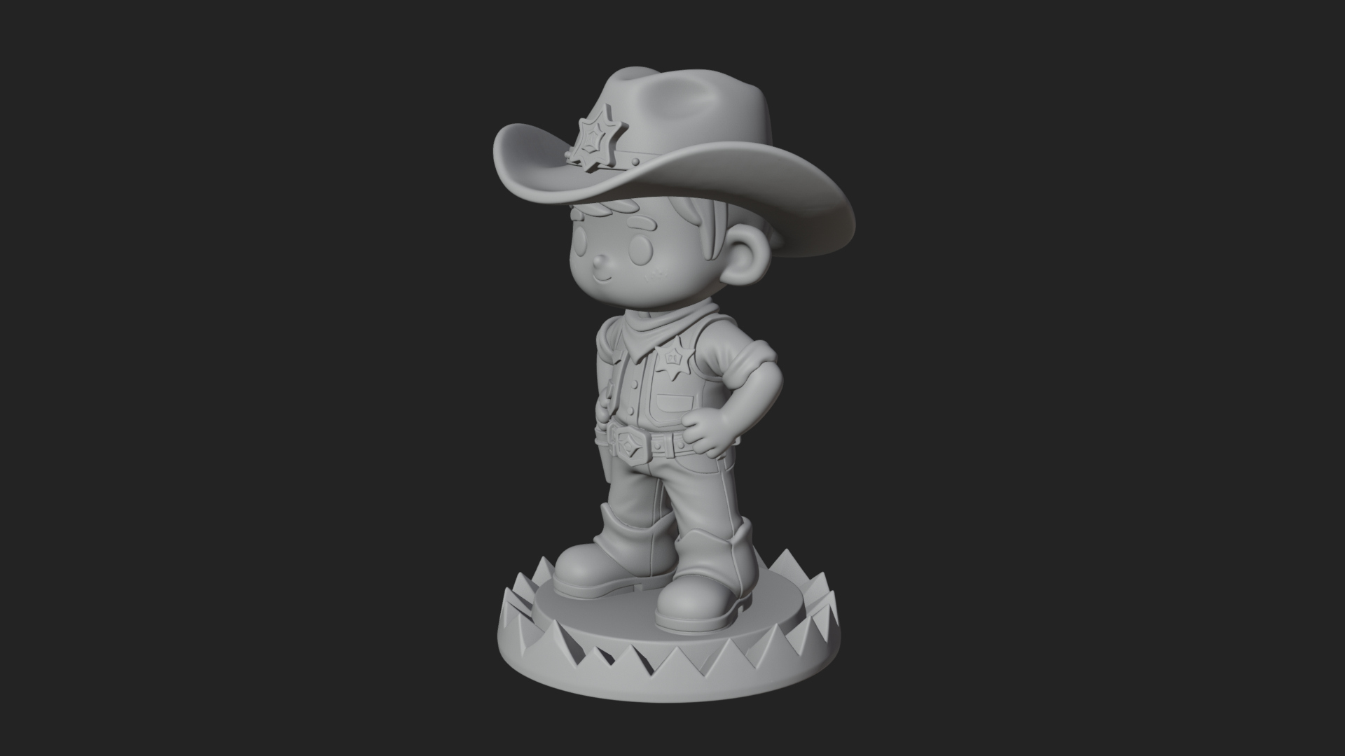 Chibi Cowboy Sheriff Statue Design 2 3D Print Model 3D Model