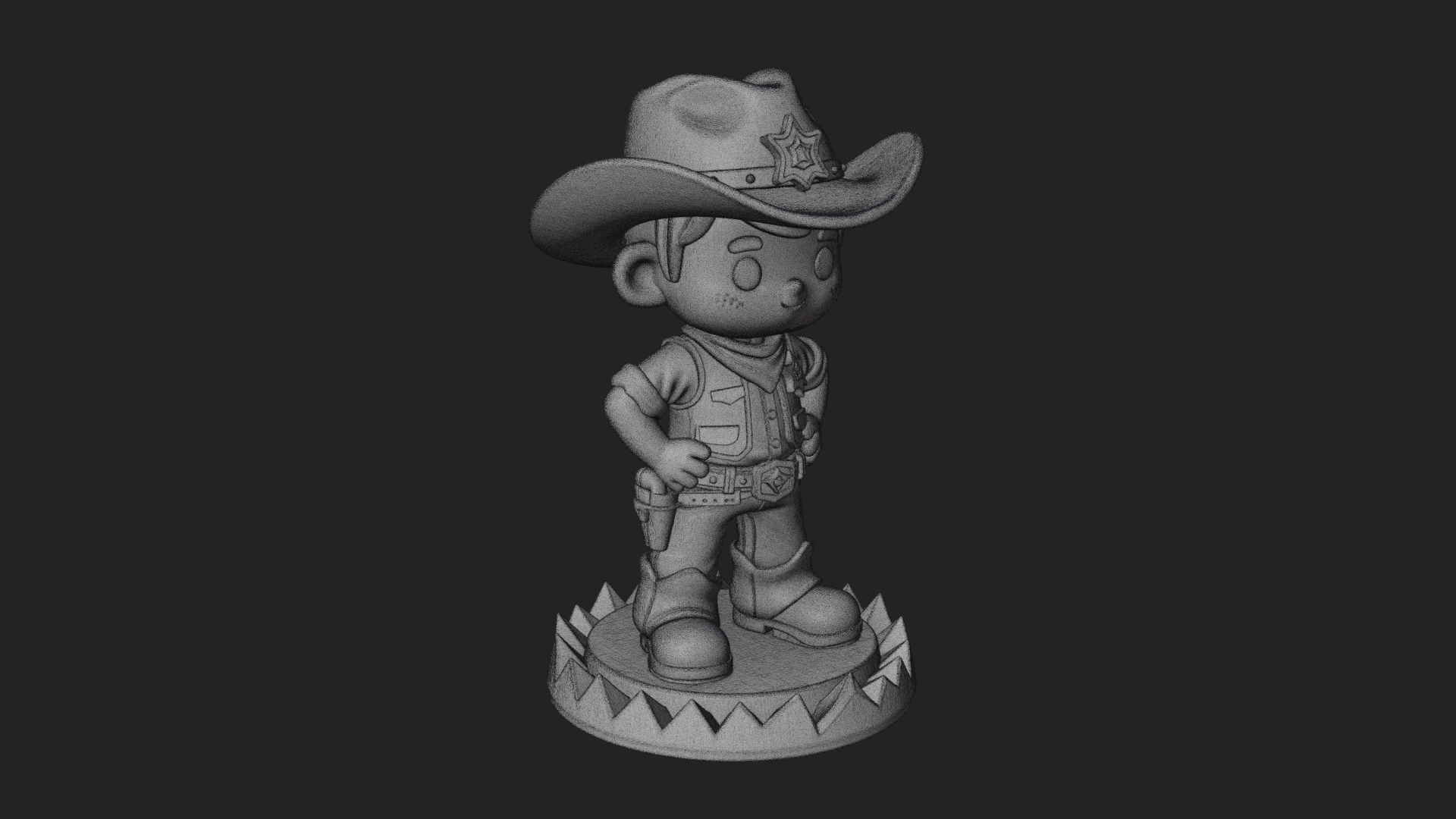 Chibi Cowboy Sheriff Statue Design 2 3D Print Model 3D Model