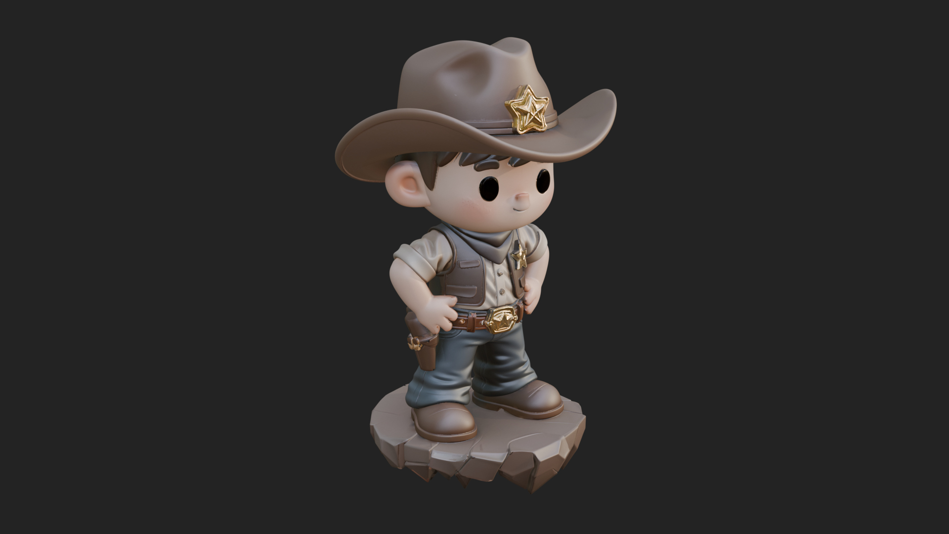 Chibi Cowboy Sheriff Statue Design 3 3D Print Model 3D Model