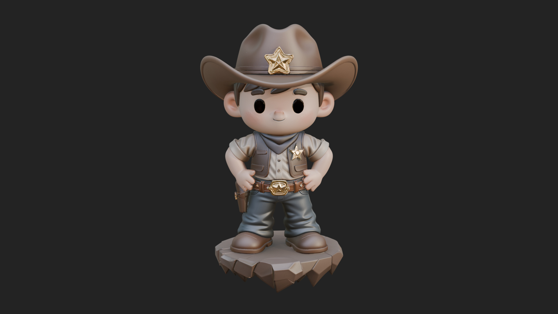 Chibi Cowboy Sheriff Statue Design 3 3D Print Model 3D Model