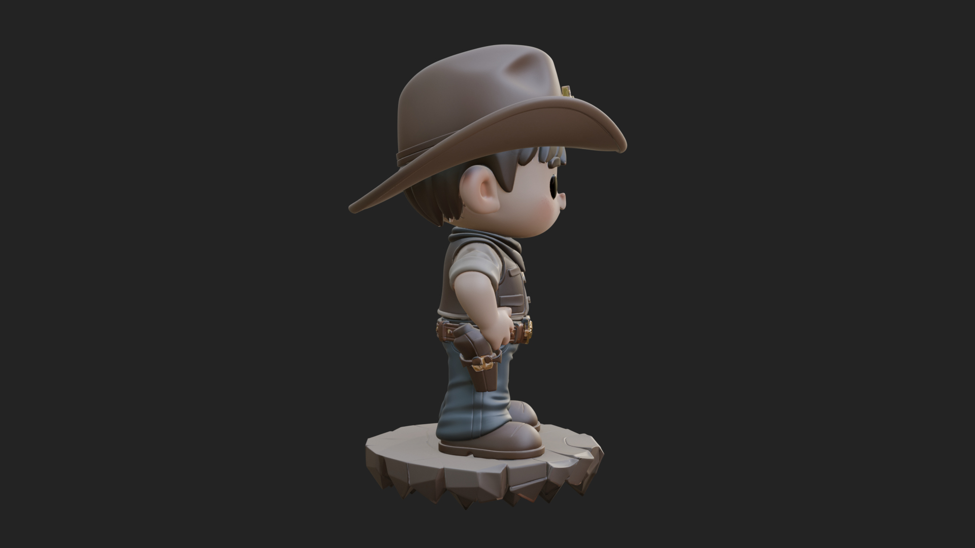 Chibi Cowboy Sheriff Statue Design 3 3D Print Model 3D Model