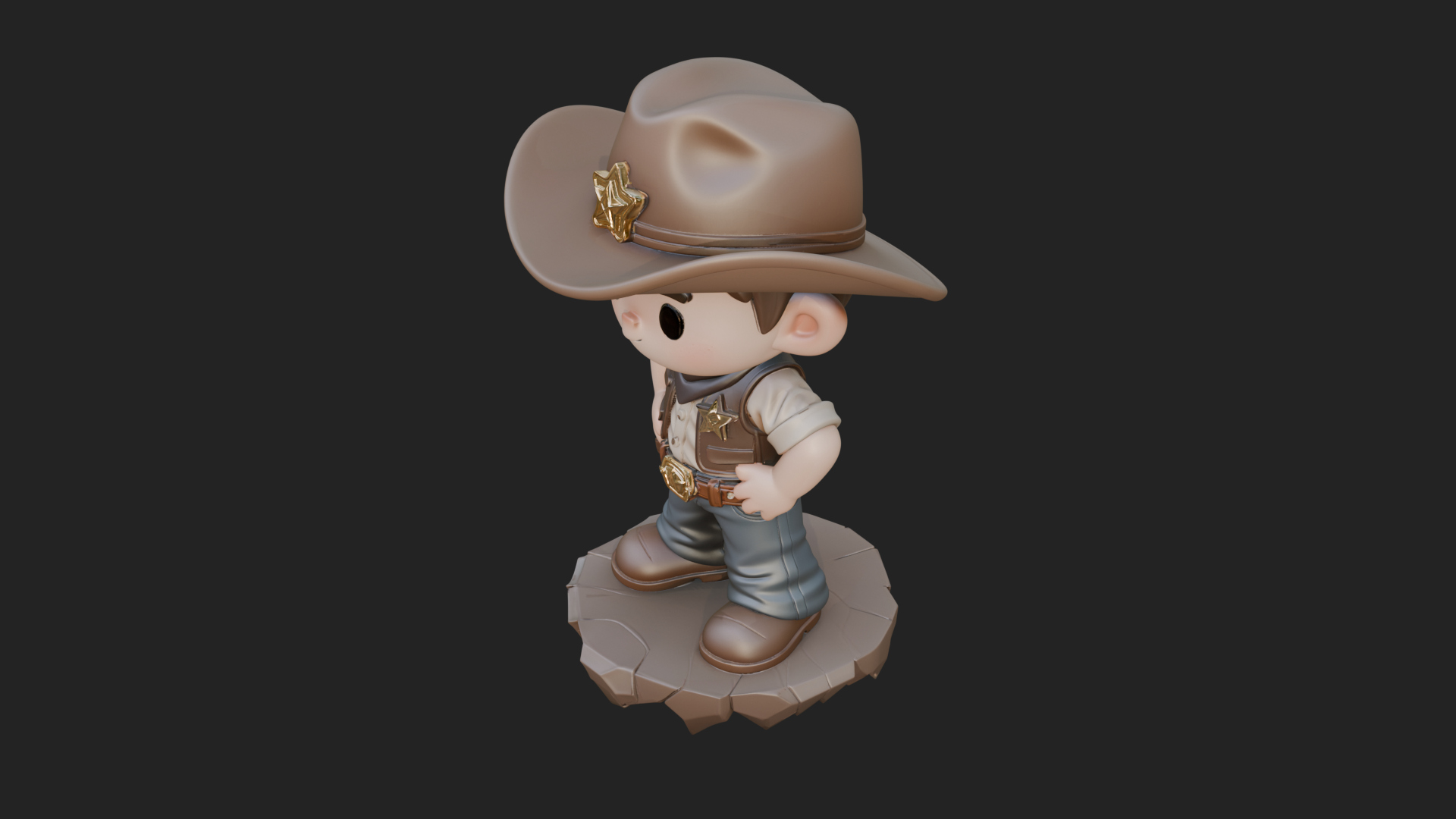 Chibi Cowboy Sheriff Statue Design 3 3D Print Model 3D Model