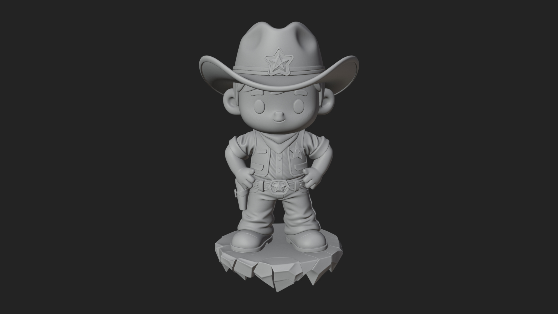 Chibi Cowboy Sheriff Statue Design 3 3D Print Model 3D Model