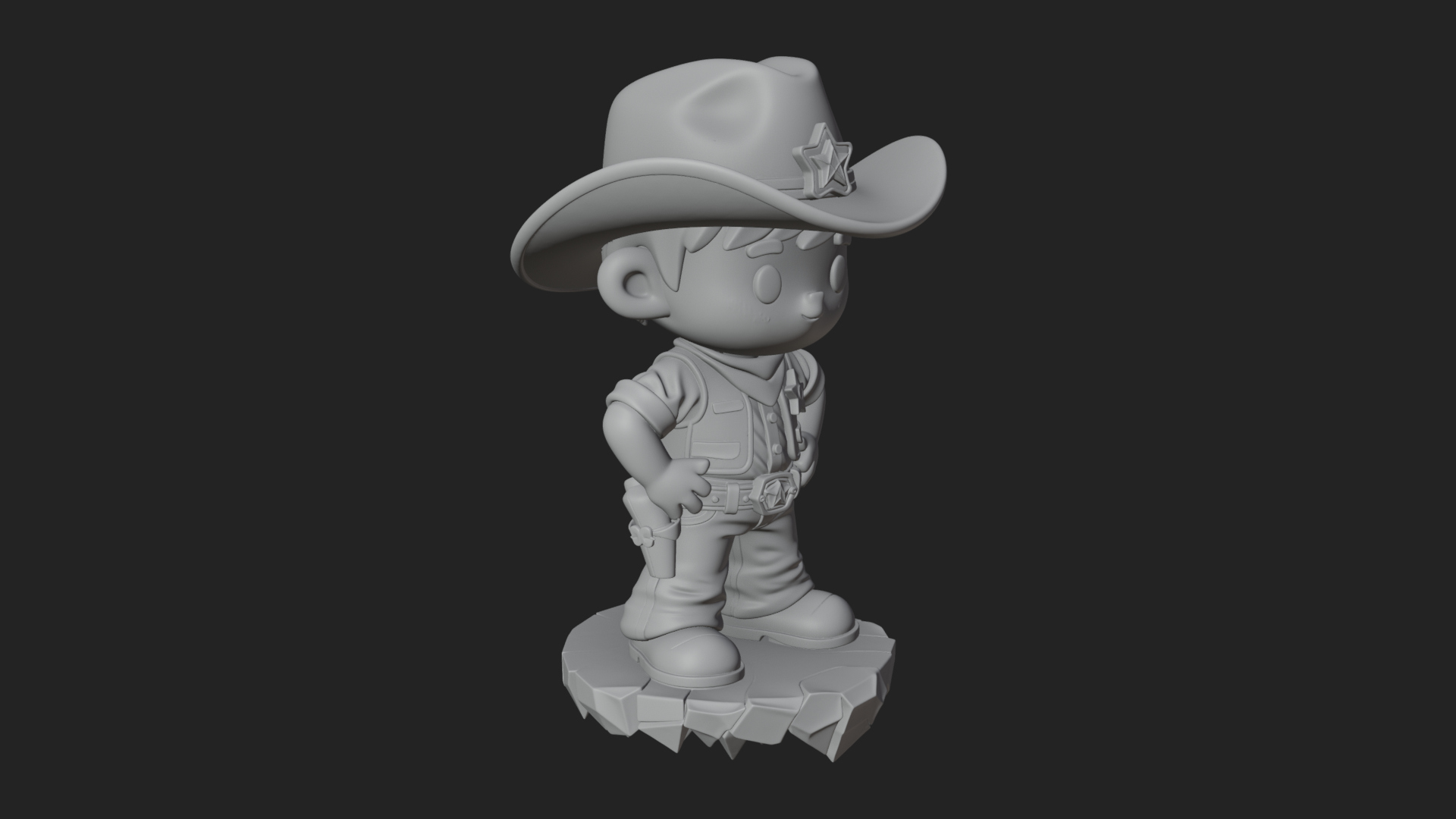 Chibi Cowboy Sheriff Statue Design 3 3D Print Model 3D Model