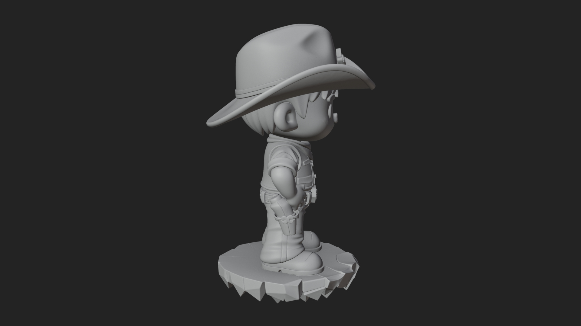 Chibi Cowboy Sheriff Statue Design 3 3D Print Model 3D Model