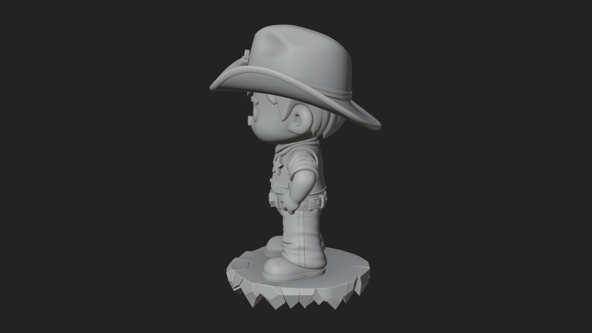 Chibi Cowboy Sheriff Statue Design 3 3D Print Model 3D Model