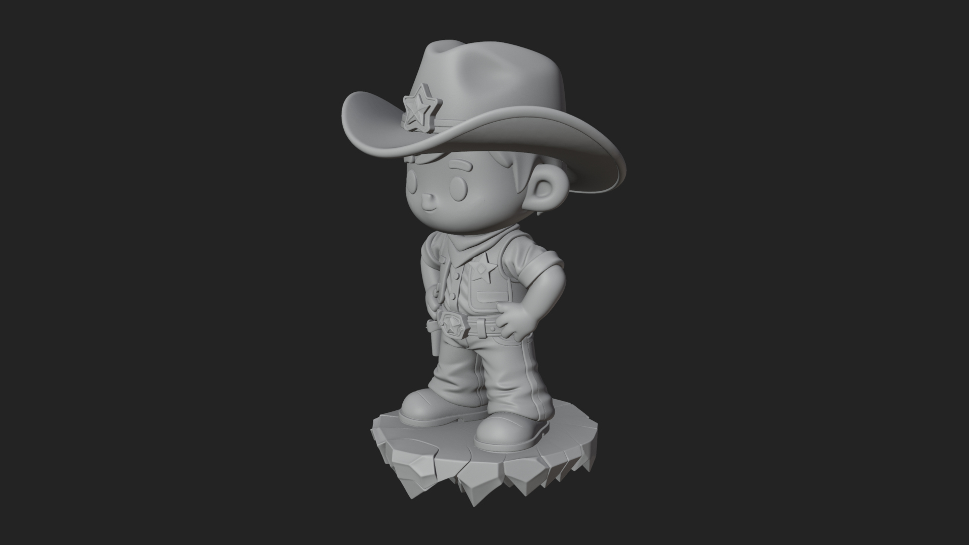 Chibi Cowboy Sheriff Statue Design 3 3D Print Model 3D Model