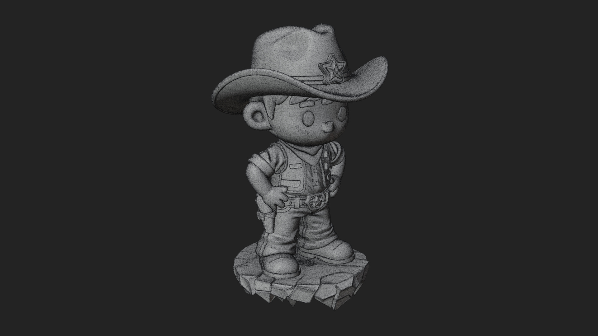 Chibi Cowboy Sheriff Statue Design 3 3D Print Model 3D Model