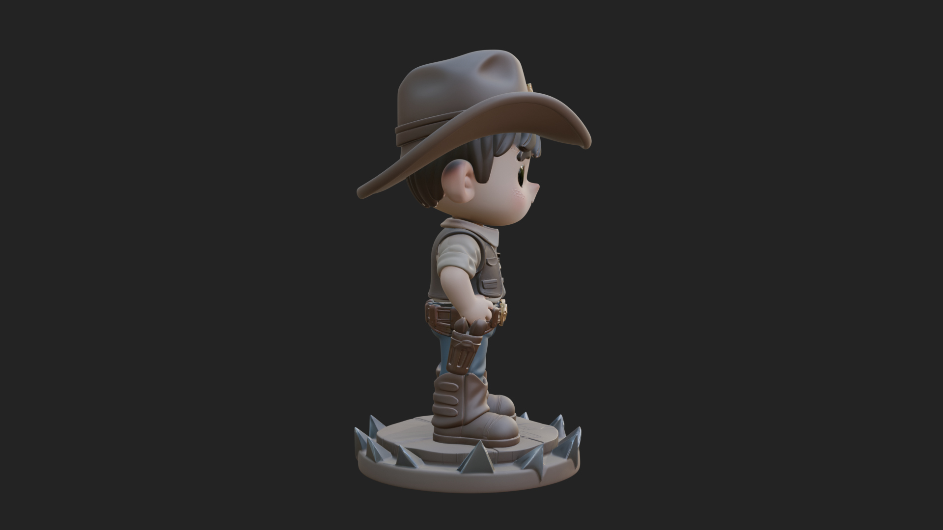 Chibi Cowboy Sheriff Statue Design 4 3D Print Model 3D Model