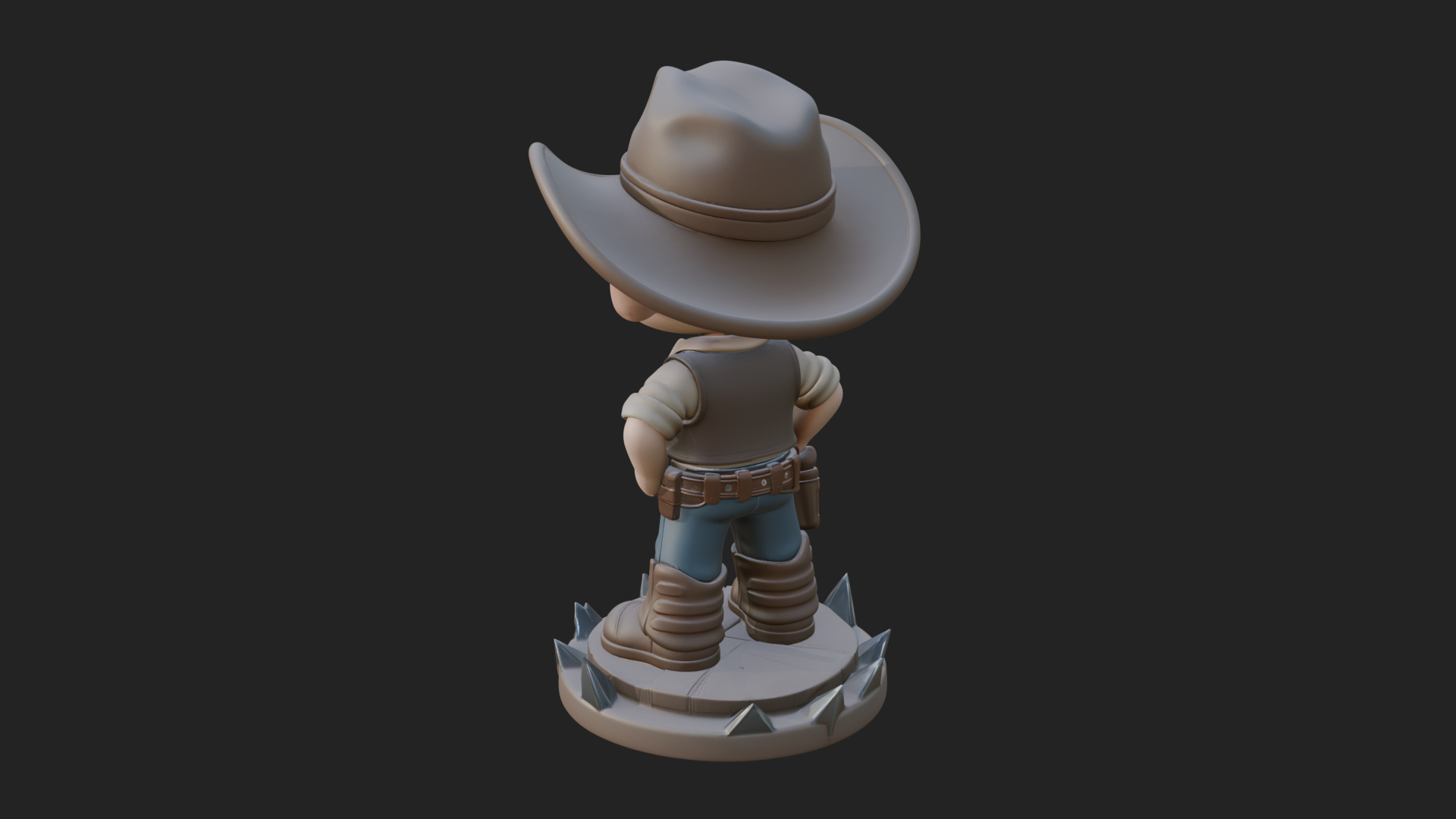 Chibi Cowboy Sheriff Statue Design 4 3D Print Model 3D Model