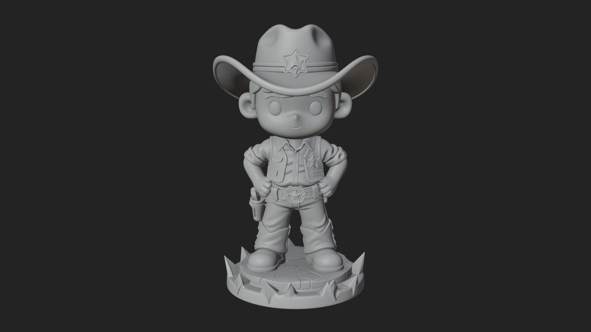 Chibi Cowboy Sheriff Statue Design 4 3D Print Model 3D Model