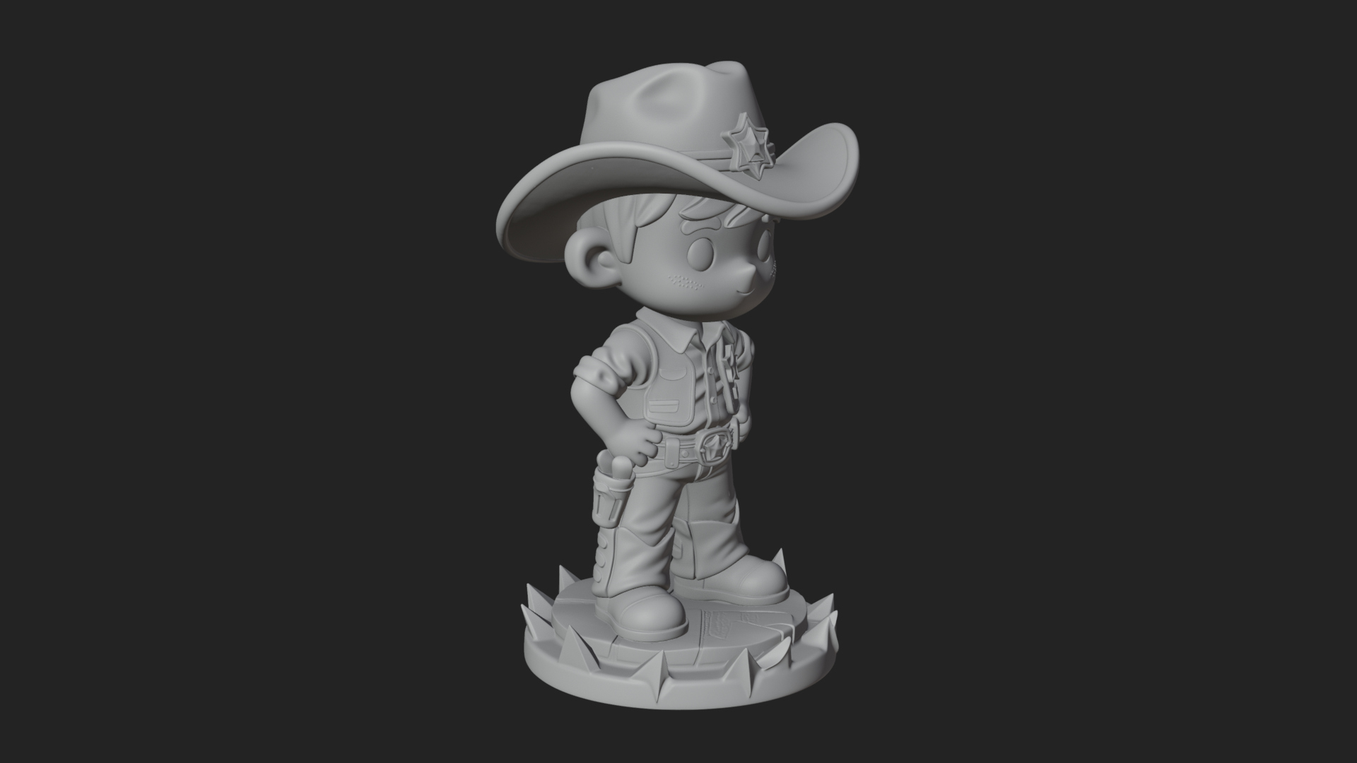 Chibi Cowboy Sheriff Statue Design 4 3D Print Model 3D Model