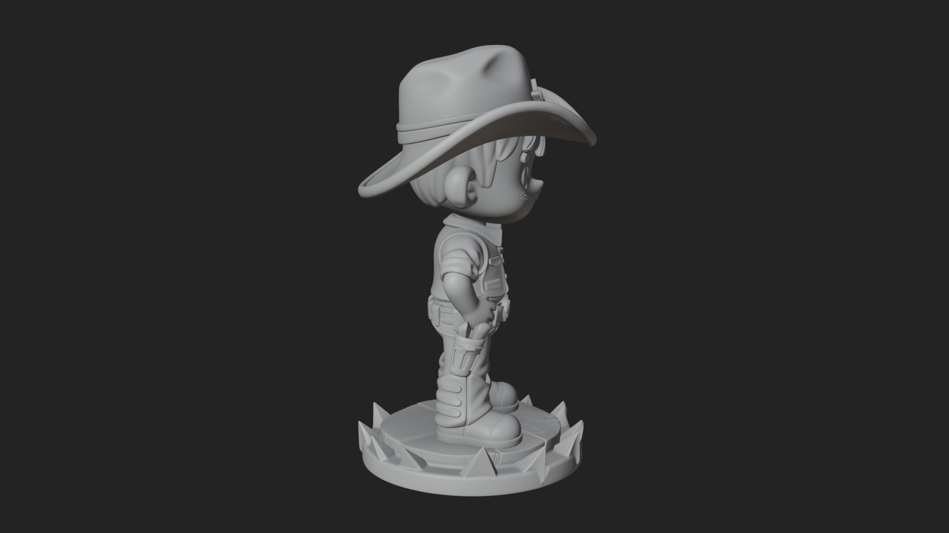 Chibi Cowboy Sheriff Statue Design 4 3D Print Model 3D Model