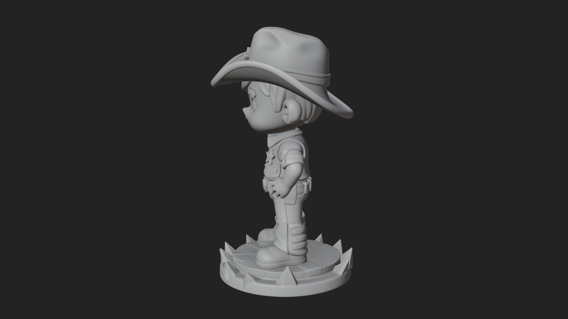 Chibi Cowboy Sheriff Statue Design 4 3D Print Model 3D Model