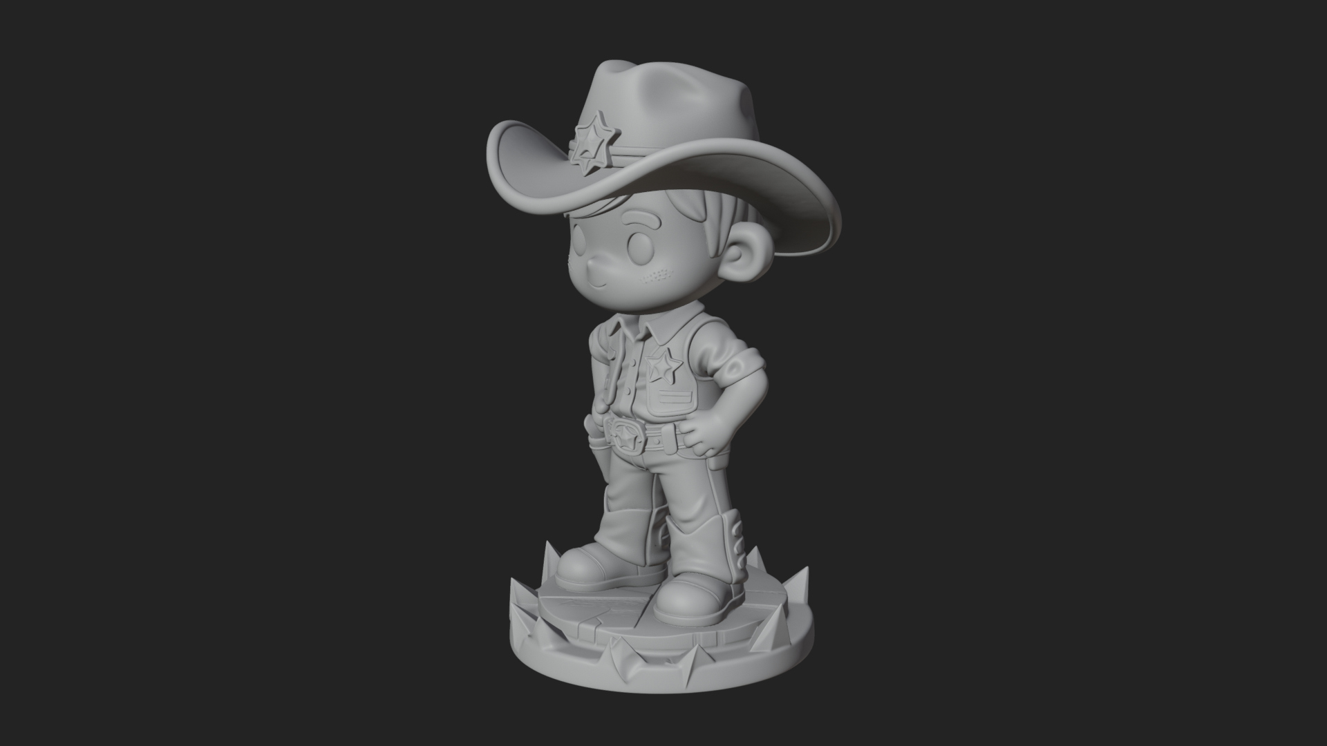 Chibi Cowboy Sheriff Statue Design 4 3D Print Model 3D Model