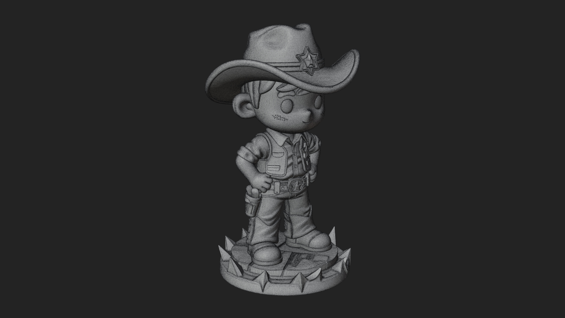 Chibi Cowboy Sheriff Statue Design 4 3D Print Model 3D Model