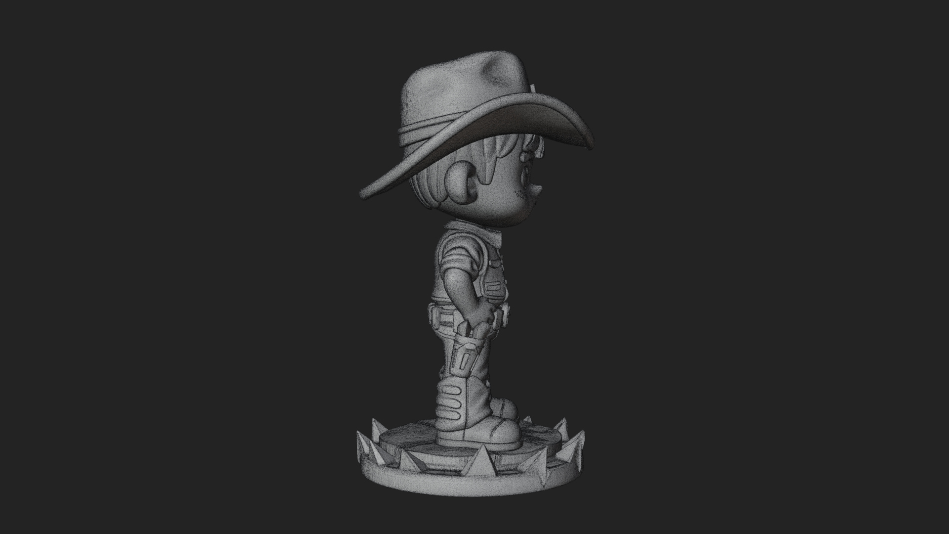 Chibi Cowboy Sheriff Statue Design 4 3D Print Model 3D Model