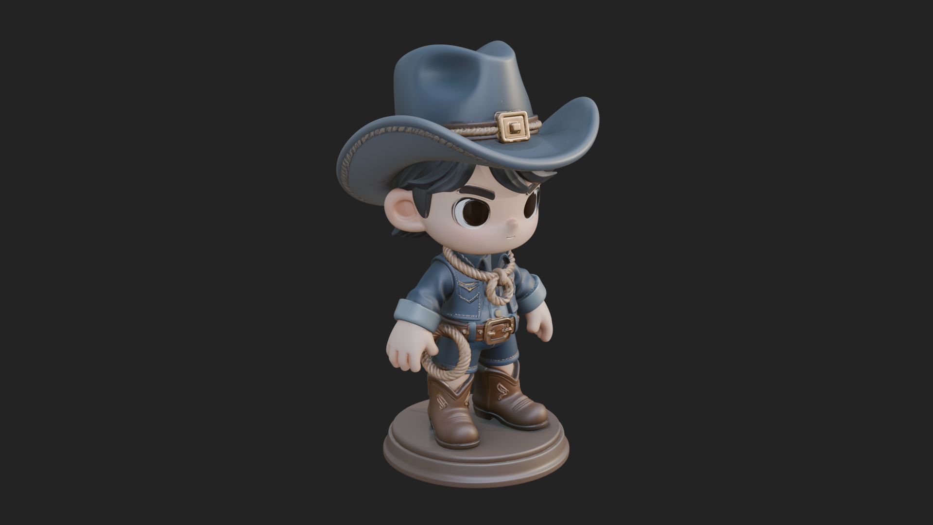 Chibi Cowboy Sheriff Statue Design 5 3D Print Model 3D Model