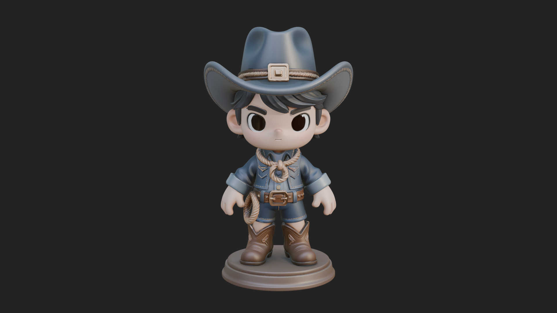 Chibi Cowboy Sheriff Statue Design 5 3D Print Model 3D Model