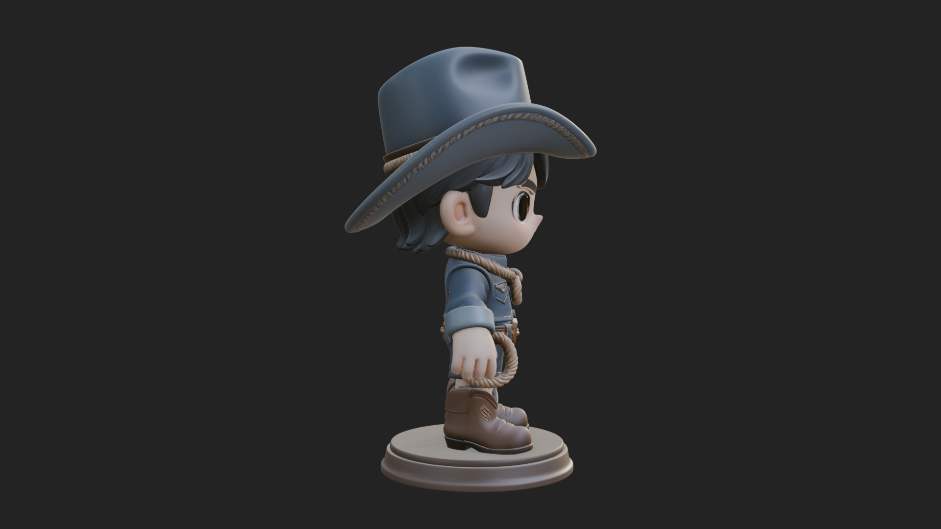 Chibi Cowboy Sheriff Statue Design 5 3D Print Model 3D Model