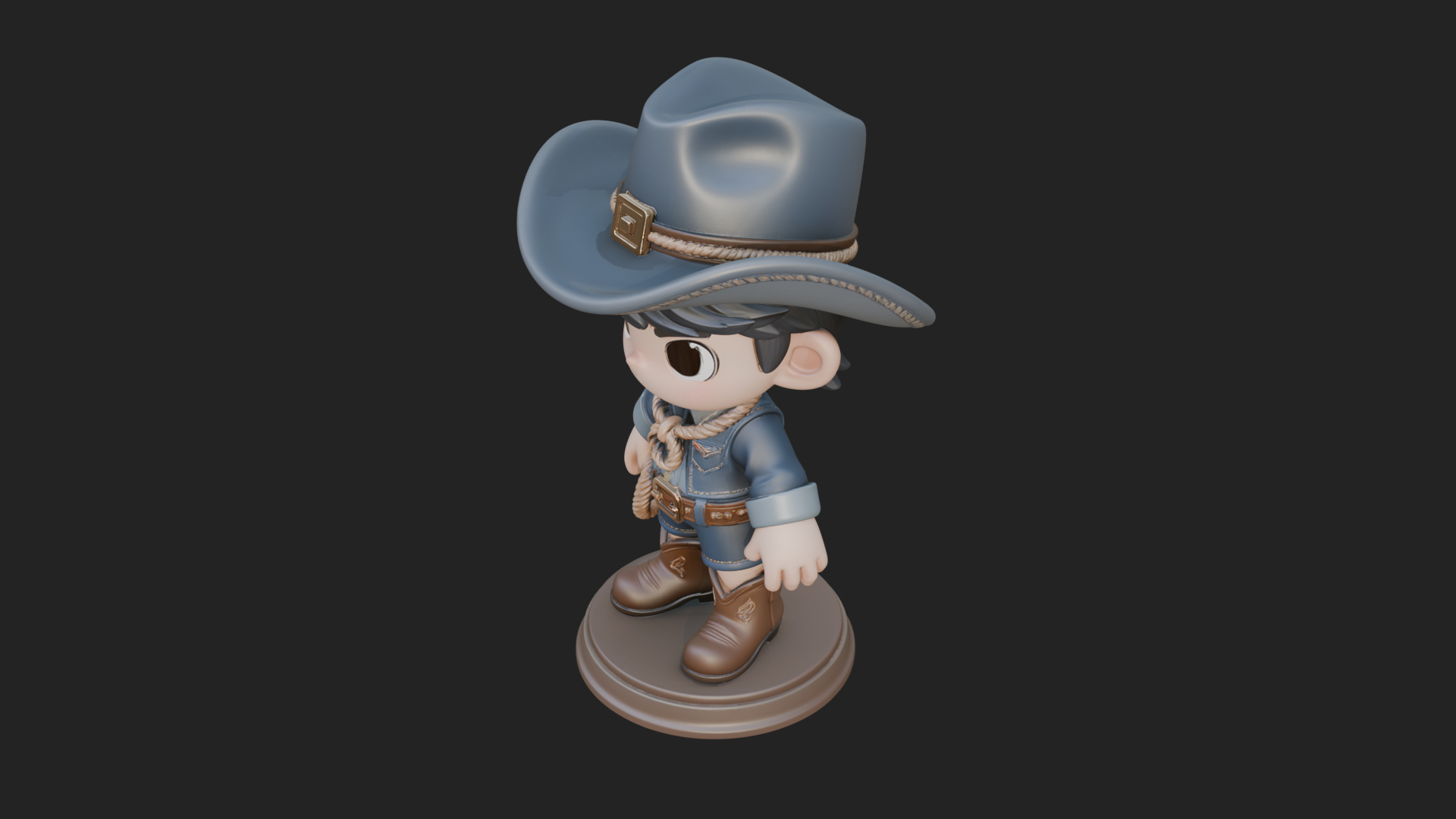 Chibi Cowboy Sheriff Statue Design 5 3D Print Model 3D Model