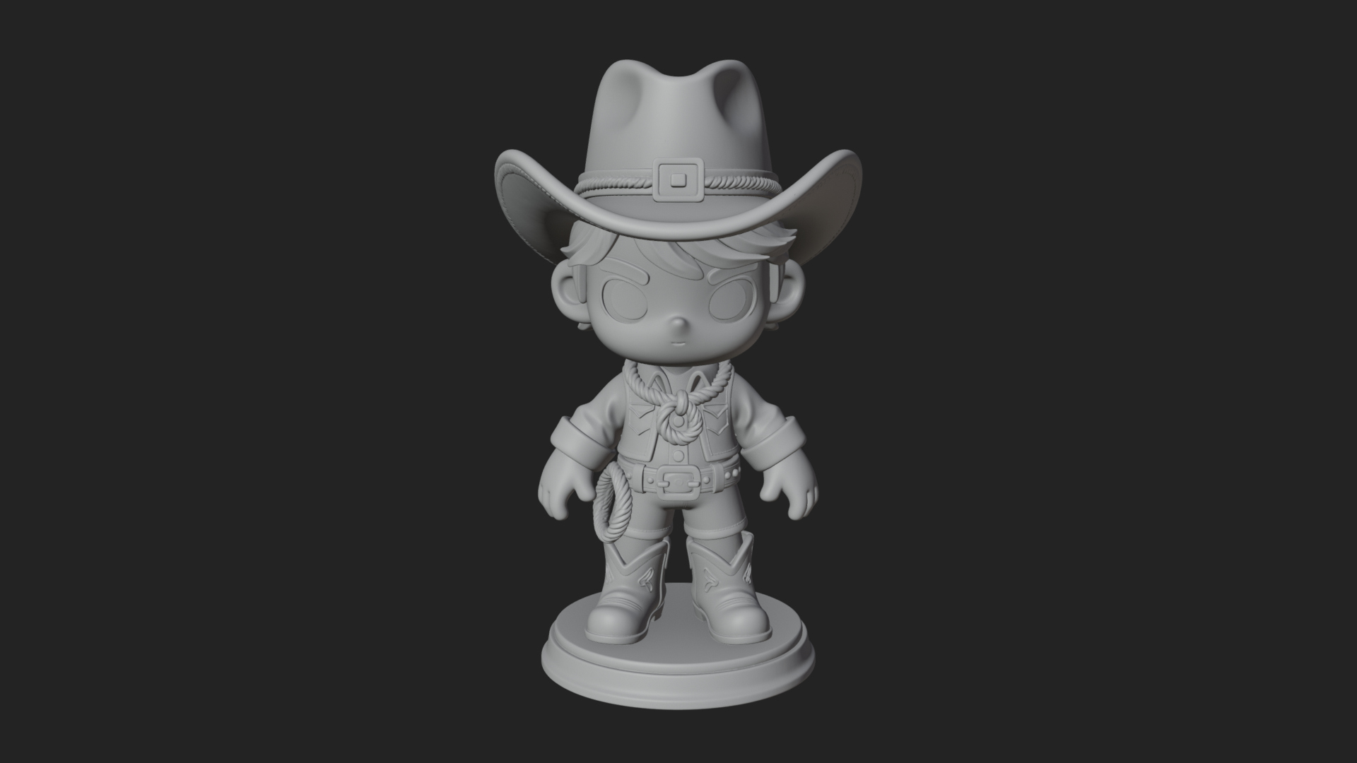 Chibi Cowboy Sheriff Statue Design 5 3D Print Model 3D Model