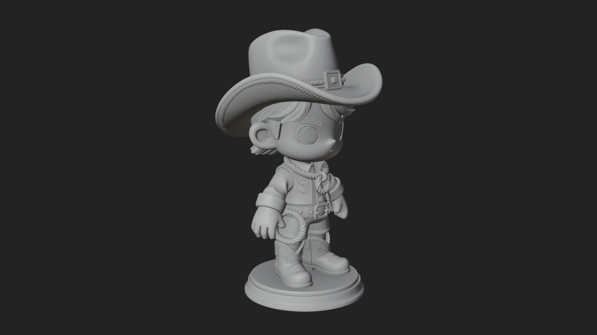 Chibi Cowboy Sheriff Statue Design 5 3D Print Model 3D Model